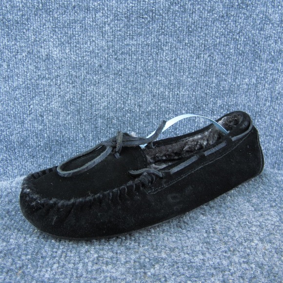 Minnetonka Women Slipper Shoes Black Suede Slip On‎ Size 9 Medium - Picture 1 of 9